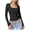 Black, variant on Women Casual Crop Tops Square Neck Long Sleeve Solid Basic Slim Fit Blouse Tee, White XS