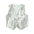 thumbnail image 1 of Gilet de Costume Pailleté Unisexe Coloré Enfants Sans Manches Gilet à Paillettes pour Fête, 1 of 11