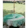 thumbnail image 3 of Outdoor Tablecloth with Umbrella Hole Zipper Green Marble Round Tablecloth 54" Waterproof Outside Table Cloth Summer Ocean Wave Green Ombre Patio Table Cover Tablecloths for Picnic Party, 3 of 8