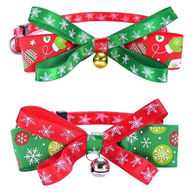 Collar para mascotas navideño, , Anillo para el cuello con patrón navideño | Linda pajarita de nailon a la moda para cachorros de gatos pequeños
