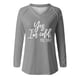 thumbnail image 4 of KIHOUT - Blusas casuales para mujer, liquidación 2024, moda clásica, estampado de letras, cuello en V, blusas básicas holgadas, camisetas de manga larga, blusas tipo túnica para otoño, 4 of 4