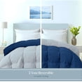 thumbnail image 3 of ROYALE LINENS Reversible Comforter - Twin Size Duvet Insert - All Season Soft Quilted Comforters with 8 Corner Tabs - Down Alternative Bedding Comforter - Duvet Insert (Navy/Silver, Twin 64"x84"), 3 of 9