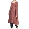 thumbnail image 3 of Women's Flowers Floral Pleated Fall Casual Dress with Pockets Red XXL, 3 of 5