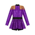 thumbnail image 4 of JanJean Kids Circus Costume Girls Ringmaster Outfit Sequins Dress with Shorts Sparkly Show Purple 12, 4 of 5