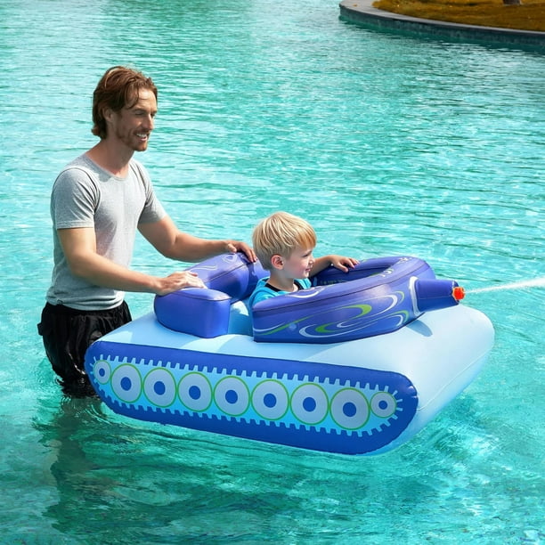 Flotadores inflables para piscina tipo tanque Sloosh para niños con pistola de agua