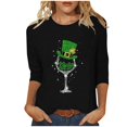 thumbnail image 2 of T-Shirt Ample à Manches Trois-Quarts et Col Rond Imprimé pour la Saint-Patrick pour Femmes, 2 of 6