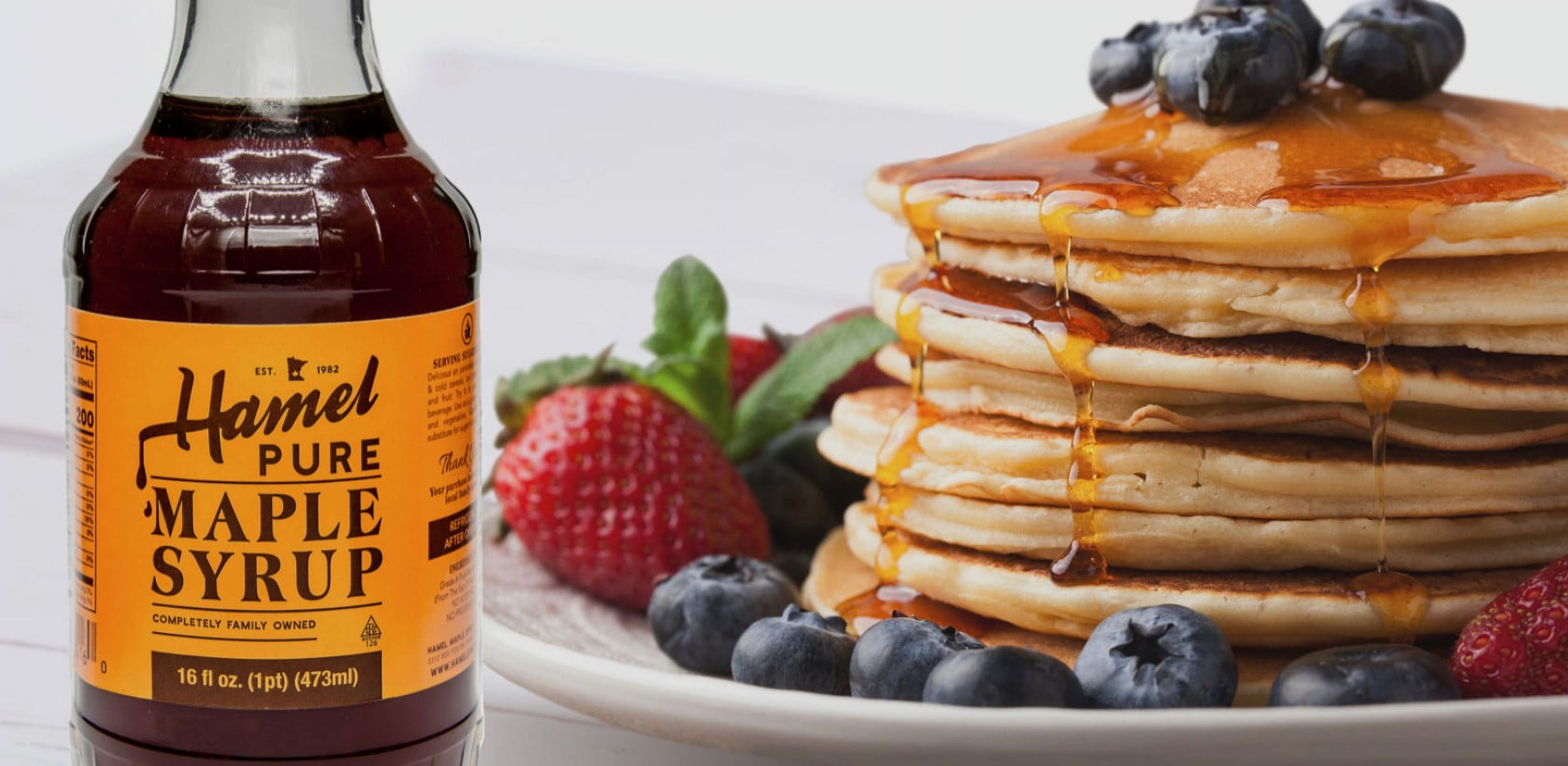 Hamel Pure Maple Syrup, Grade-A, USDA Organic, 16 fl oz Bottle – Ready-to-Pour Family-Owned Breakfast Syrup for Pancakes and Waffles