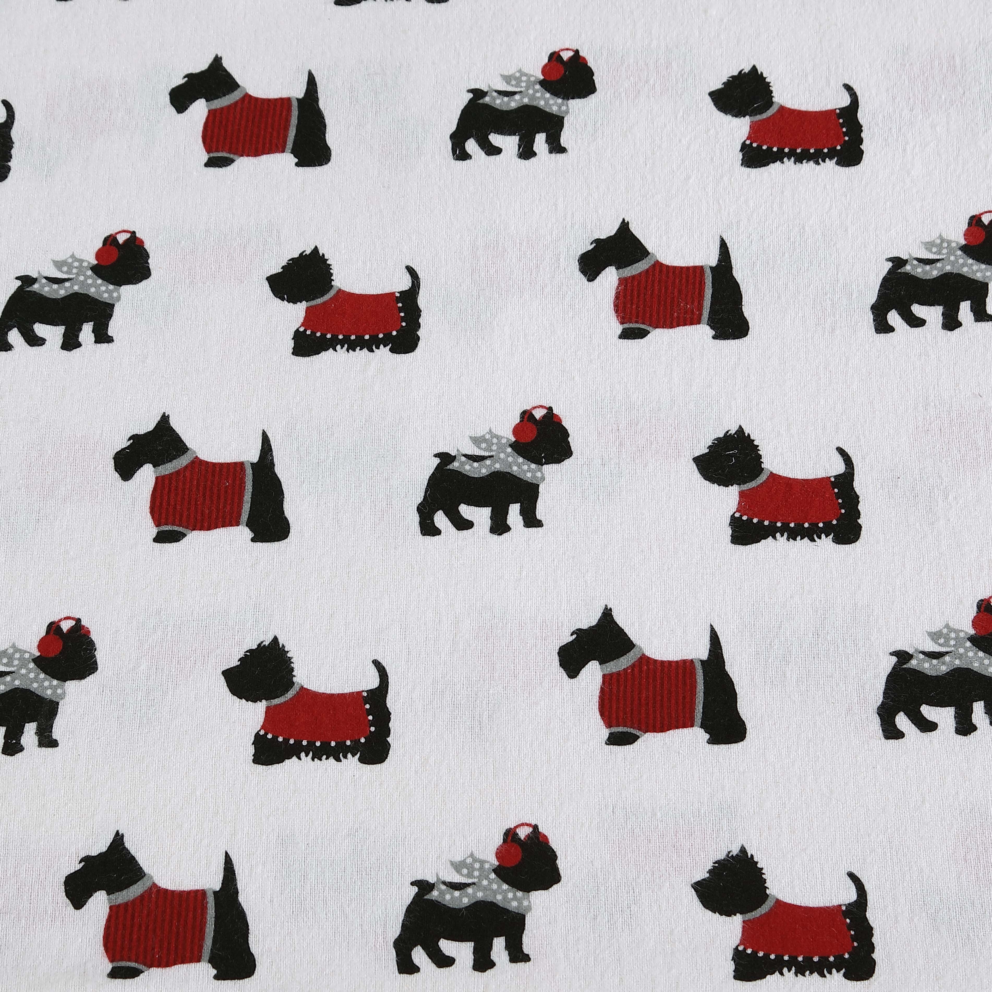 Winter Nights Cotton Flannel Sheet Set, Queen, Warm Doggies