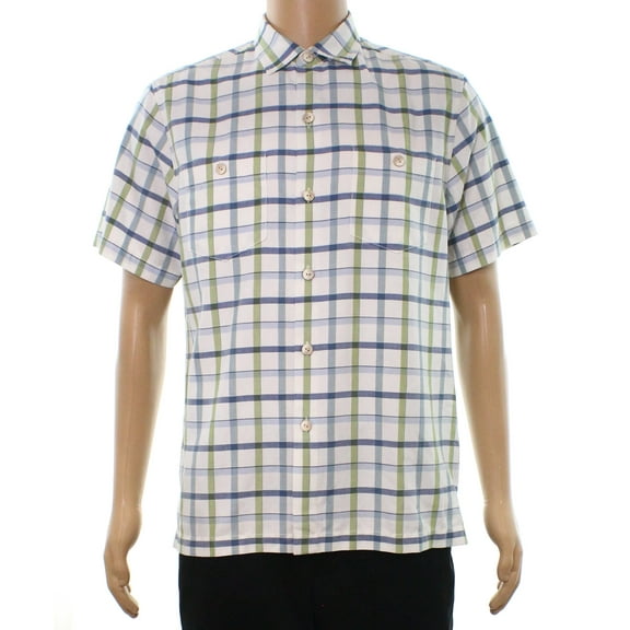 Tommy Bahama NEW White Mens Size Small S Button Down Silk Plaid Shirt