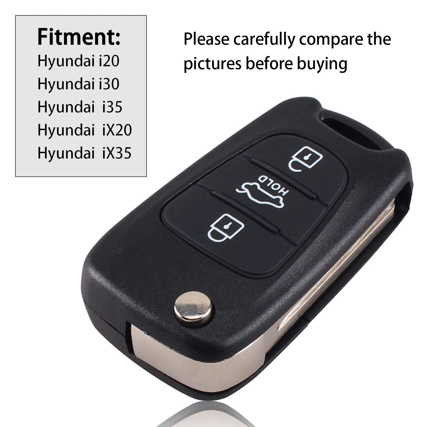 2PCS Remote Car 3Buttons Key Fobs Case Rubber Shell For Hyundai I10 I20 I30 