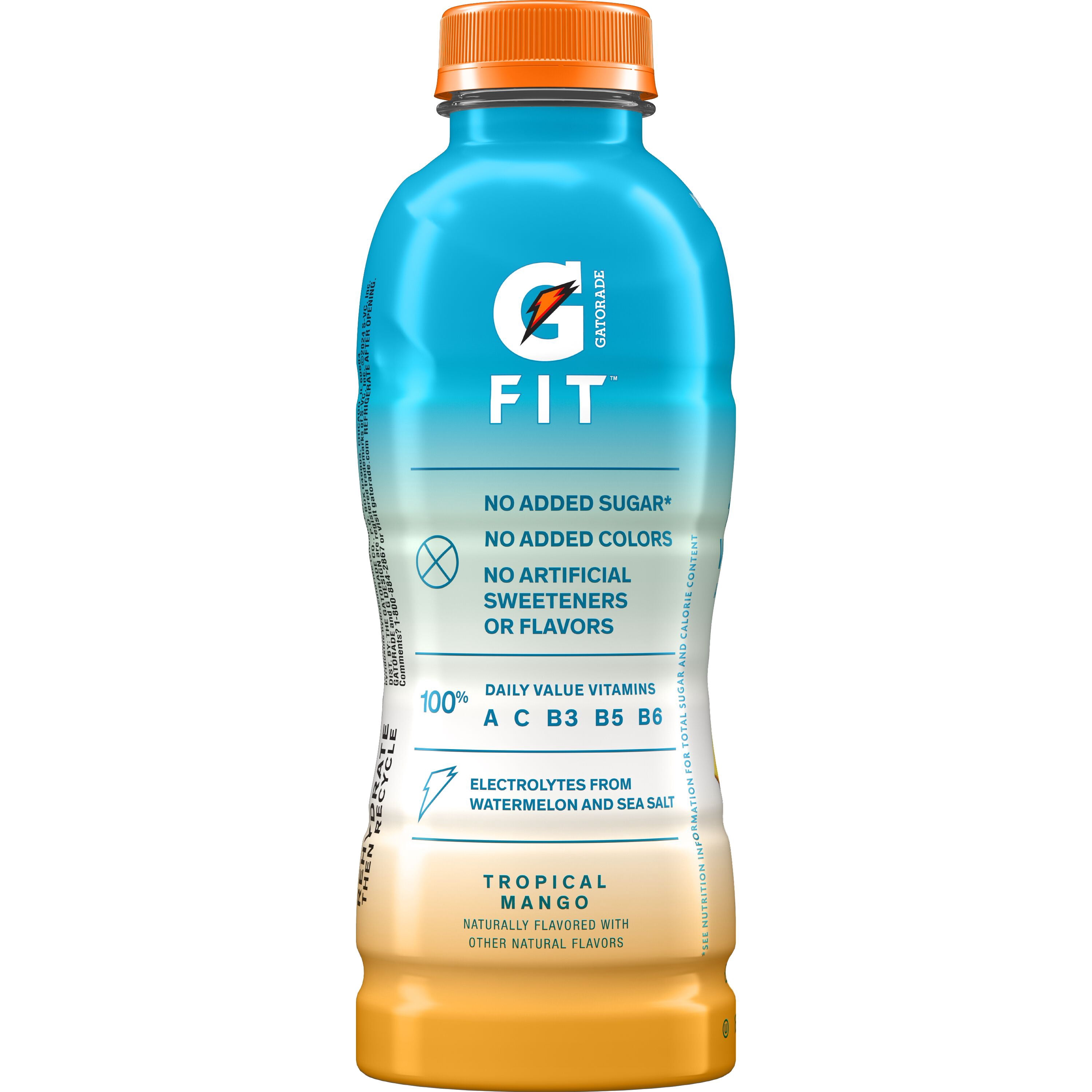 (12 pack) Gatorade Fit Tropical Mango Sports Drink, 16.9 fl oz, 1 Count Bottle