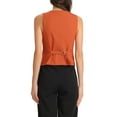 thumbnail image 3 of Chaleco sin mangas de botón y cuello en V para mujer INSPIRE CHIC, color naranja, talla L, 3 of 6