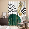 thumbnail image 3 of Kitchen Curtains 84 Inch Length 2 Panels, Boho Green Grommets Window Treatment Curtain, Gold Leaf Black Bohemian Plant Circle Flower Thermal Curtains Drapes for Living Room/Bathroom, 3 of 9