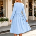 thumbnail image 3 of Livrdious Fall Dresses for Women Long Sleeve A Line Striped Dress Womens Casual Midi Flowy Dresses, 3 of 6
