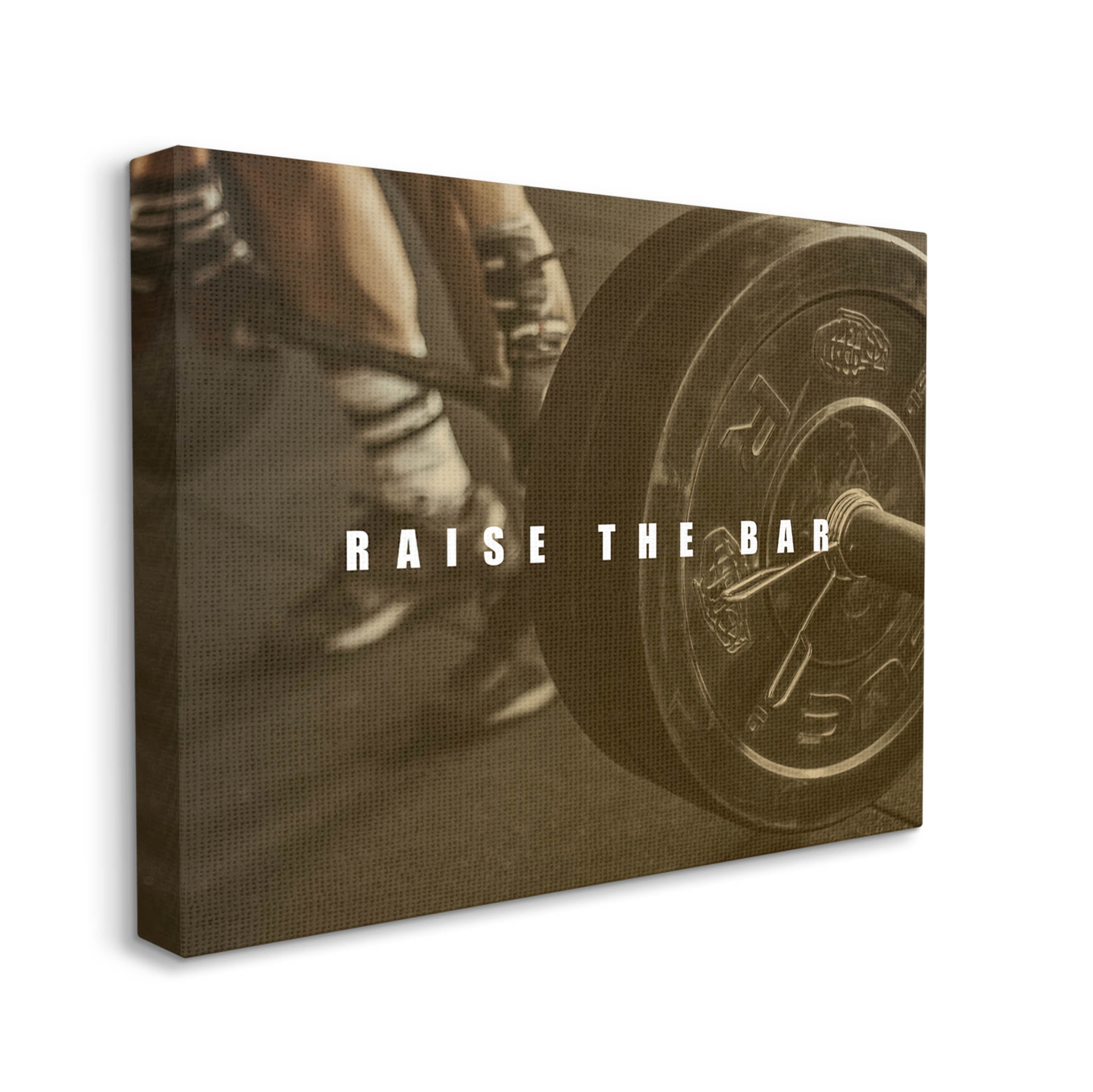 Stupell Industries Raise The Bar Motivational Bodybuilder Graphic Art Gallery Wrapped Canvas Print Wall Art, Design by Jacob Green