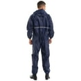 thumbnail image 2 of Alvivi Men's Hooded Jumpsuits Full zip One Piece Lightweight Hooded Raincoat Waterproof Rain Suit Navy Blue M, 2 of 7