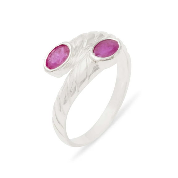 LBG British Made 925 Sterling Silver Natural Ruby Womens Band Ring - 33 size options - 10 - 33 size options - Sizes 4 to 12 Available