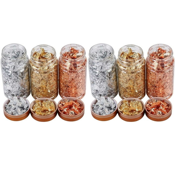Escamas de Lámina Dorada para Moldes de Bandejas de Resina, 6 Botellas Escamas de Lámina Metálica