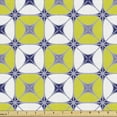 thumbnail image 1 of Abstract Fabric by the Yard, Round Square with Diagonal Streaks Retro Layout, Upholstery Fabric for Dining Chairs Home Decor Accents, Yellow Green Indigo by Ambesonne, 1 of 5