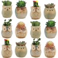 thumbnail image 1 of 12 PCS Owl Pot Ceramic Flowing Glaze Base Serial Set Mini Succulent Plant Pot Cactus Plant Pot Container Planter Bonsai, 1 of 5