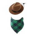thumbnail image 2 of Pet Cowboy Costume dog Hat with Bandana Scarf Clothing Apparel for Corgi Chihuahua Puppy Kitten Festival Daily Wearing , Brown, 2 of 7