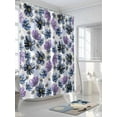 thumbnail image 3 of Shower Curtain Purple Floral Shower Curtains for Bathroom, Waterproof Polyester Shower Curtain Set with Hooks, Small Stall Size 36" x 72" Blue Black Flowers, 3 of 6
