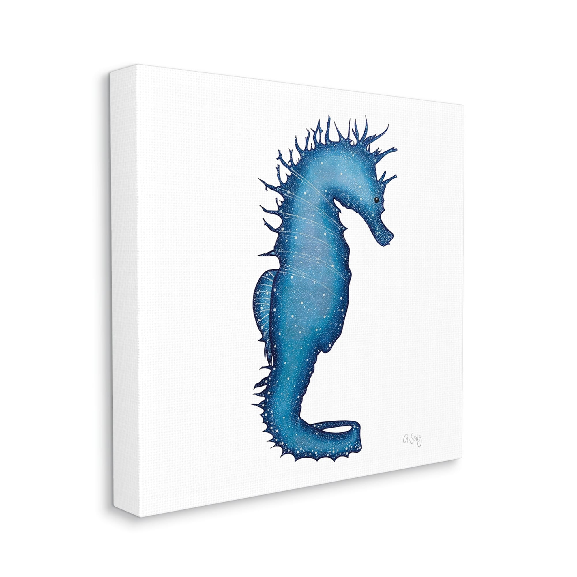 Stupell Industries Saturated Seahorse Blue Speckled Stars Sea Life Canvas Wall Art, 30 x 30, Design by Ale Saiz Studio
