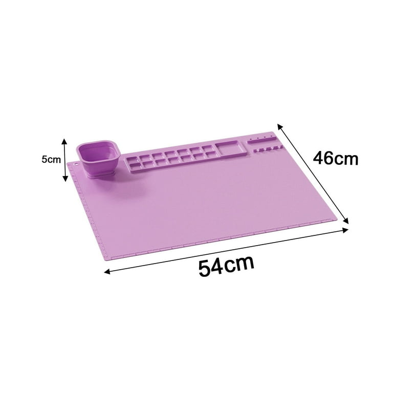 Silicone Painting Mat with Foldable Water Cup Brush Holder 14