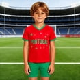 thumbnail image 2 of Kids Boys Soccer Jersey Set Kids Football Portugal Outfits Set Sportswear Athletes T‑Shirt and Shorts Ensemble Casual School Clothes Set 4-5 Years, 2 of 4