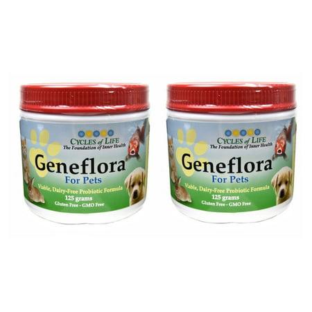 Geneflora Probiotics for Dogs, Best Probiotic for Cats, Prebiotic, Natural Digestive Enzymes to Improve Dog Diarrhea, Upset Stomach, Bad Breath, Allergies, Candida, Yeast, Gas - 125g (2 (Cats And Allergies Best)