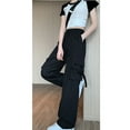 thumbnail image 7 of ABATAB Womens Cargo Pants Baggy High Waist Solid Color Pants Casual Drawstring Lightweight Trendy Streetwear Pants with Pockets, 7 of 7