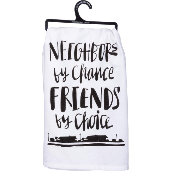 Primitives by Kathy Made You Smile Dish Towel, 28" x 28", White, Black