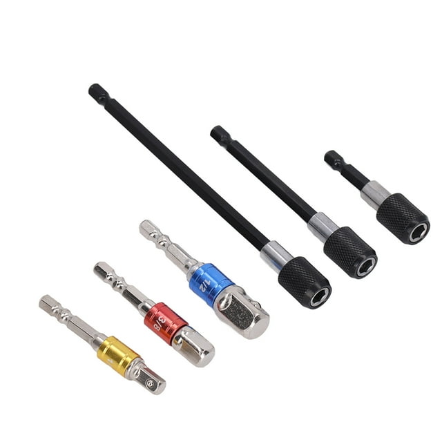 Socket Adapter Kit, Standard Size Vanadium Steel 1/4in Hex Shank Extension Chuck Adapters Lightweight Easy Installation For Pneumatic Drill