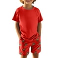 thumbnail image 2 of shoper Toddler Clothes for Boys Dinosaur Football Print Quick Dry Short Sleeve T Shirt Tops Crewneck Kids Outfits Kids Short Sets Toddler Jammies Clothes Red 150, 2 of 6