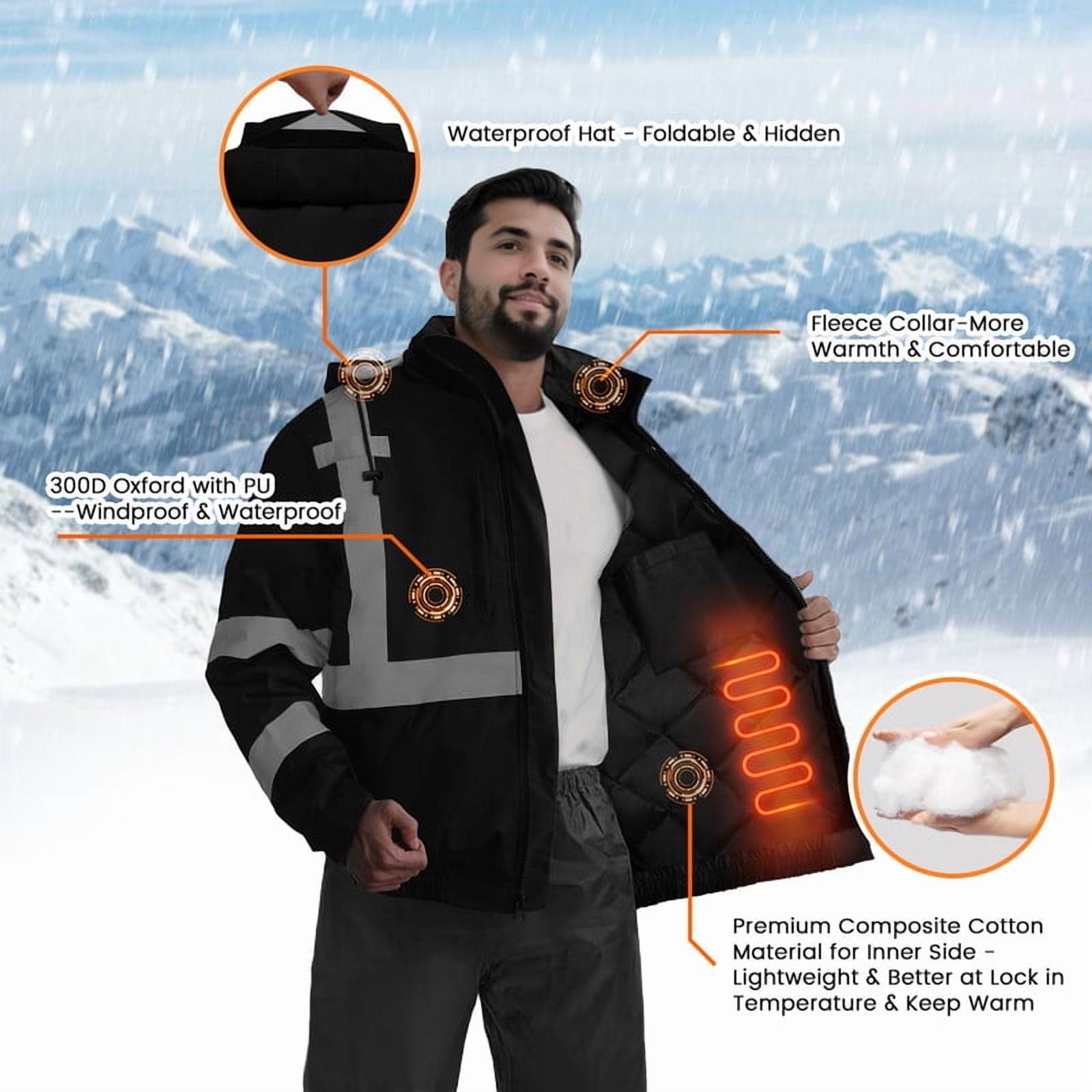 TCCFCCT Construction Jacket for Men, Waterproof Hi Vis Class 3