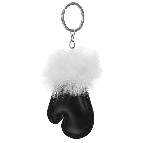 LABSERRON Glove Keychain With White Puff Ball Winter Fashion Accessory For Handbags And Backpacks 1Pcs