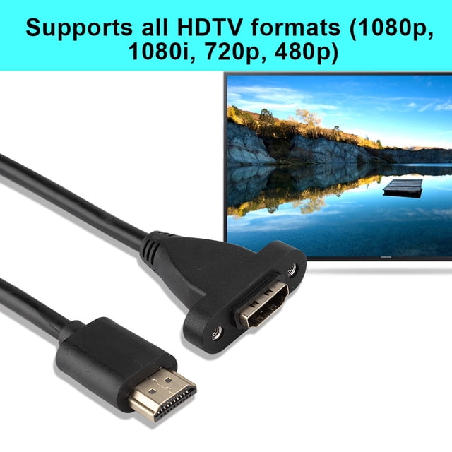 HD Multimedia Interface Extention Cable, Full Metal-plated Interface 5Gbps Transmission Rate HD Multimedia Interface Male To Female Adapter Durable with Fixing Hole for Camera