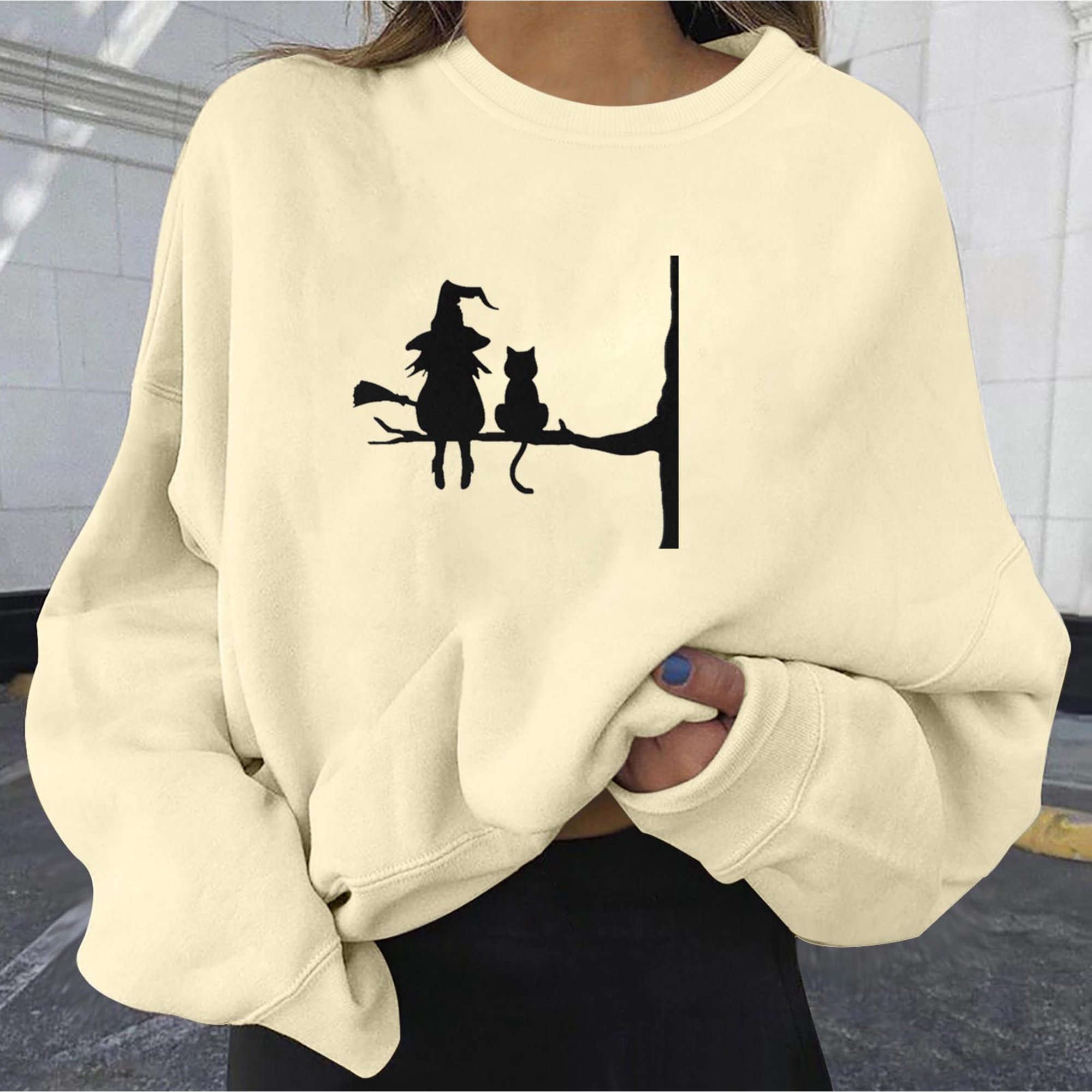 Women's Oversized Sweatshirt Crewneck Long Sleeve Witch Print Casual Loose  Pullover Winter Fall Crop Tops | Walmart Canada
