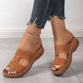 thumbnail image 6 of LOVZFMLL Wedge Sandals for Women 2025 Casual Slip On Open Toe Slides Sandals for Summer Beach Vacation Outdoor Comfort Walking Chunky Sandals Brown 9.5, 6 of 8