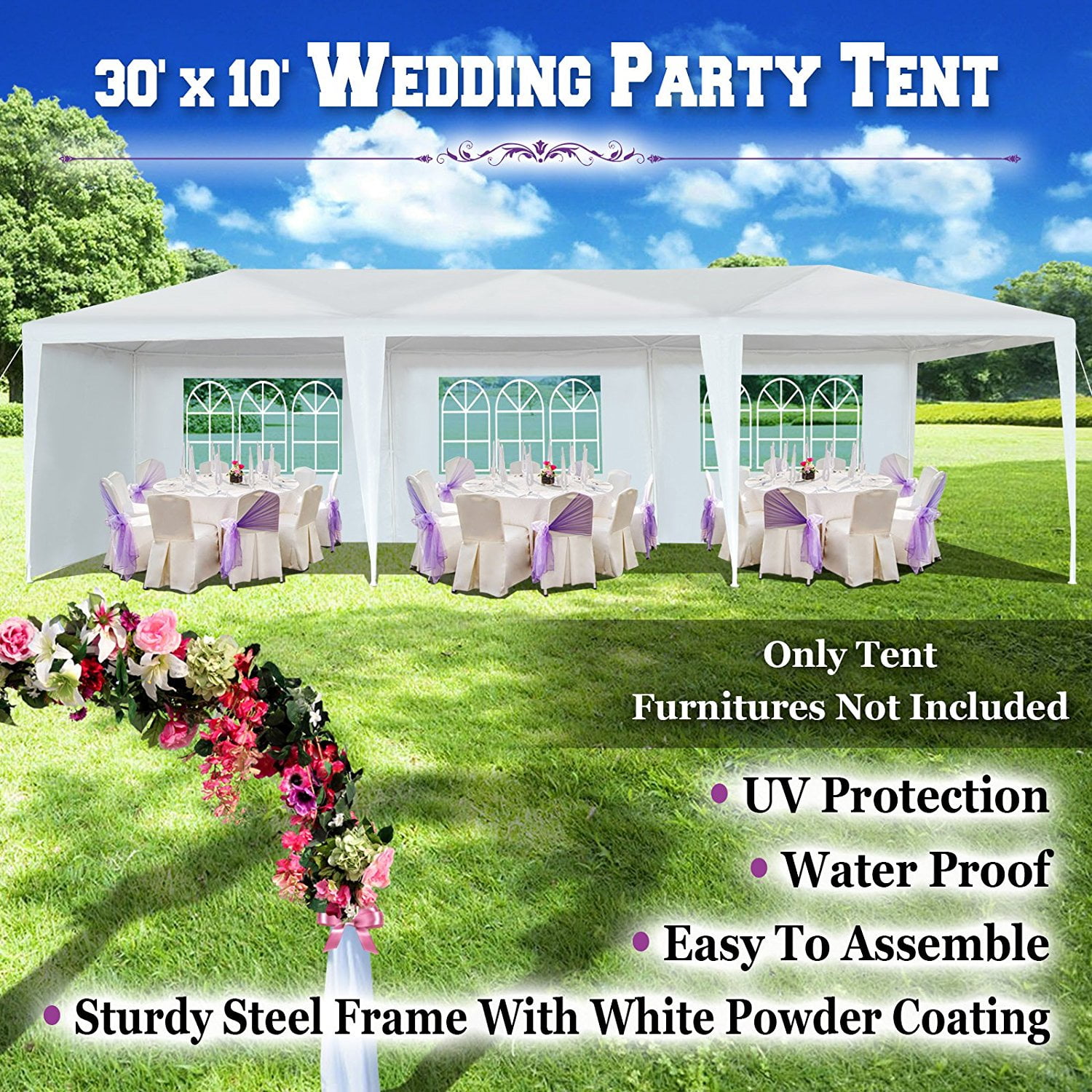 8 Walls 10' x 30' Canopy Party Wedding Tent Gazebo Pavilion Cater Events Garden 