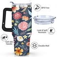 thumbnail image 3 of Colorful Vintage Flowers 40 Oz Tumbler with Handle Lid and Straw, Stainless Steel Double Walled Vacuum Insulated Cup, Cute Birthday Gifts Tumbler for Women Men Friends, 3 of 7