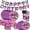 Purple, variant on He-llo Ki-tty Party Decorations, Cute Birthday Party Supplies Set, Includes Banner, Cutlery, Napkins, and Tablecloth.