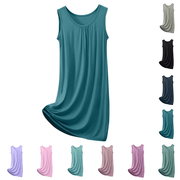 Utoimkio Plus Size Nightgowns for Women Sleeveless Scoop Neck Loose Nightdress Soft Comfy Home Lounge Sleepwear Size XL-5XL