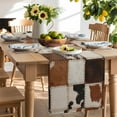 thumbnail image 3 of Vintage Cowhide Table Runner, Cow Fur Print Animal Skin Brown Plaid Kitchen Table Runners Dress Scarves for Table Decorations Party/Restaurant/Indoor Outdoor Use, 13x108in, 3 of 9