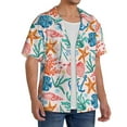 thumbnail image 2 of Pofeuu Sea Creatures Print Mens Casual Short Sleeve Shirts Beach Summer Spread Collar Pocket Tops Men's Casual Short-sleeved Shirt-Small, 2 of 5