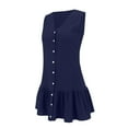 thumbnail image 4 of Hot Days, Bold Styles SMihono Womens Shirt Dresses Midi Length Sleeveless V Neck Dress Casual Button Down Shirt Dress Summer Loose Dresses Navy S, 4 of 6