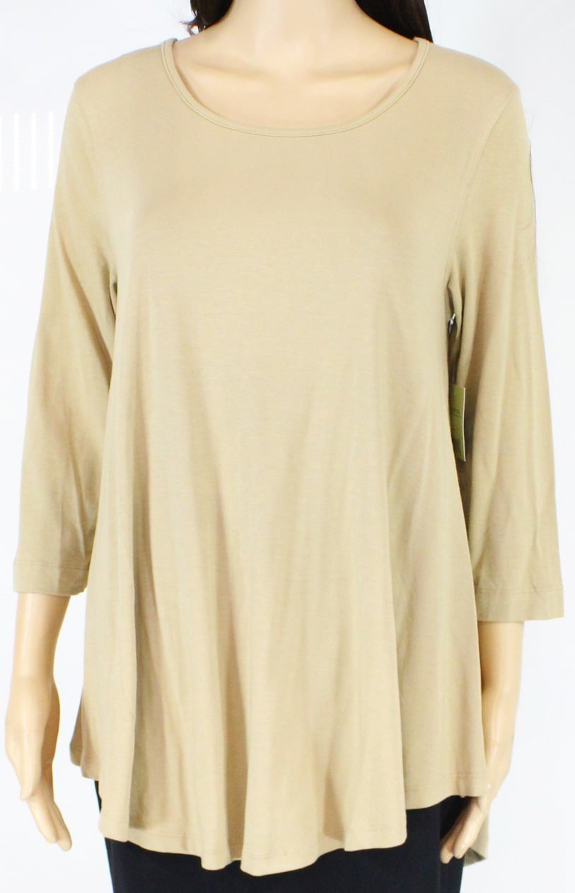 Multiples Clothing Co. - Women's Top Camel Medium Solid 3/4 Sleeve M ...