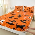 thumbnail image 3 of Manfei Halloween Cat Bed Sheets Set Queen Size, Gothic Skull Skeleton Bedding Queen Size, Orange Queen Sheet Sets, Super Cozy Room Decor, 4 Pieces, 3 of 7