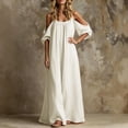 thumbnail image 4 of Guieoi Shift Dresses for Women 2026 Fall Off-Shoulder 3/4 Sleeve Maxi Dress with Pockets and Full Dress White XL, 4 of 5