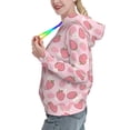 thumbnail image 2 of Uemuo Strawberries Pattern Women's Hoodie with Eye-catching Drawstrings- Casual Pullover Hoodie with Kangaroo Pocket, Stylish Hooded Sweatshirt-Small, 2 of 7